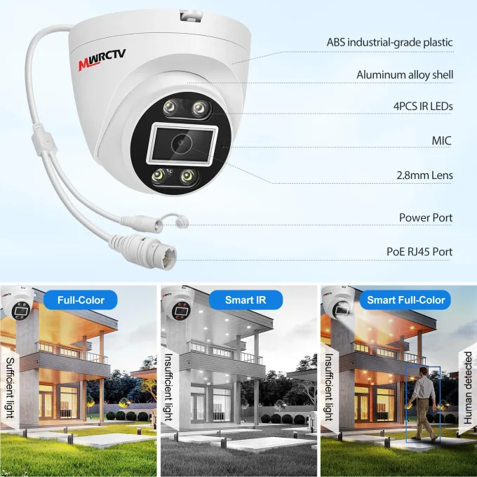4K Security Camera System,4pcs Wired 4MP PoE Camera(NO HDD) - Image 4