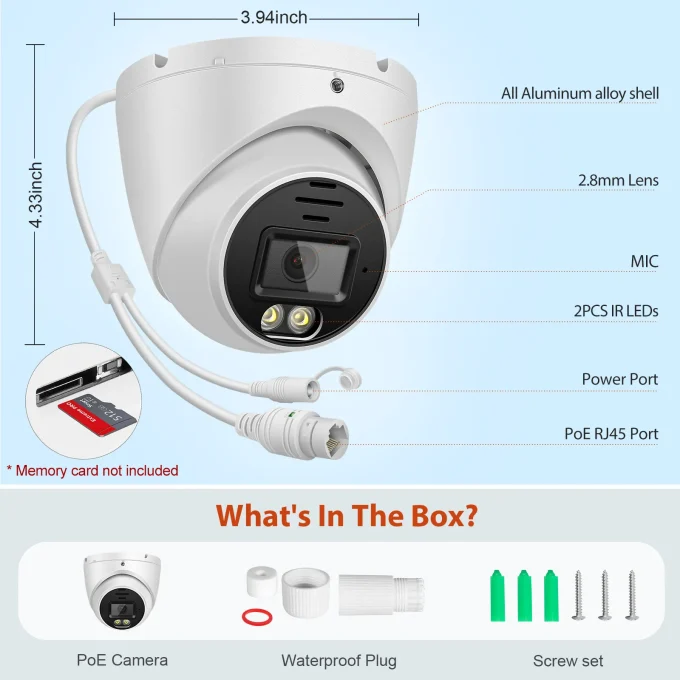 4K POE Security Camera Outdoor With SD Slot-MN858-PS - Image 9