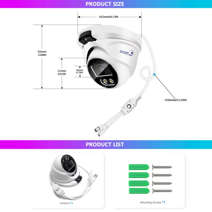 Eyes.sys 8MP 4K 4 IN 1 Dome Security Analog Camera AHD CVI TVI CVBS HD Full Color Night-22155 - Image 6
