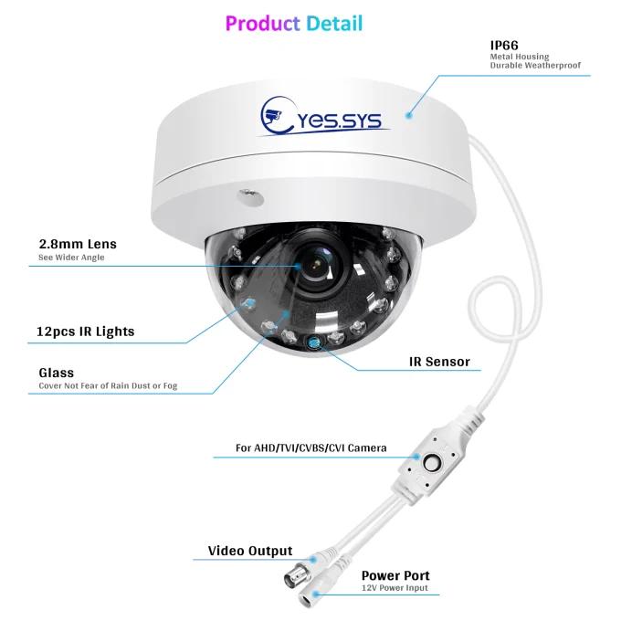 Eyes.sys Analog CCTV Camera 4-in-1 (TVI/AHD/CVI/CVBS) Turret TVI Camera-22158 - Image 5
