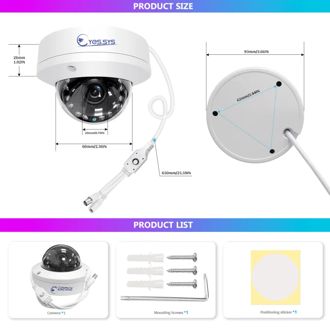 Eyes.sys Analog CCTV Camera 4-in-1 (TVI/AHD/CVI/CVBS) Turret TVI Camera-22158 - Image 6
