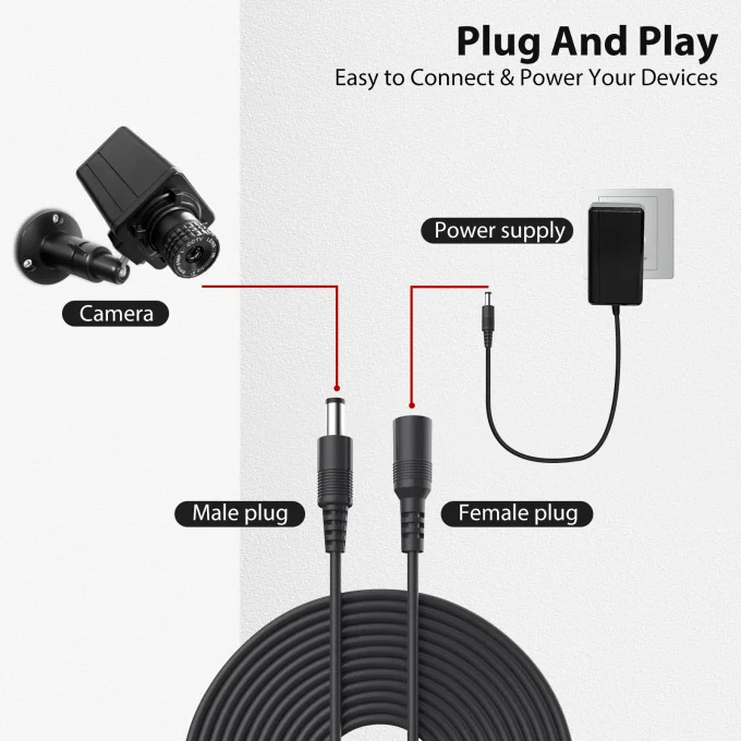 33FT/10M DC Power Extension Cable 2.1mm*5.5mm 12v Extension Cord - Image 5