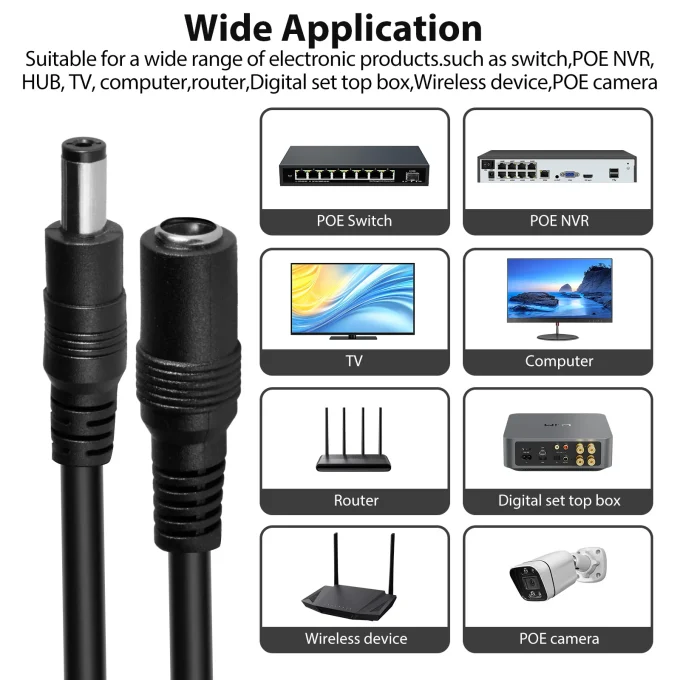 33FT/10M DC Power Extension Cable 2.1mm*5.5mm 12v Extension Cord - Image 6