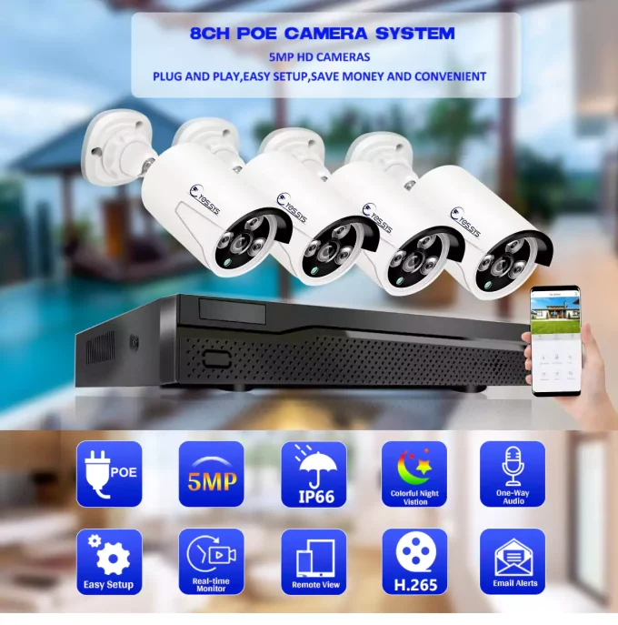 Eyes.sys PoE Security Camera System 4K 8CH NVR+4/6/8Pcs 5MP PoE Cameras(NO HDD) - Image 2
