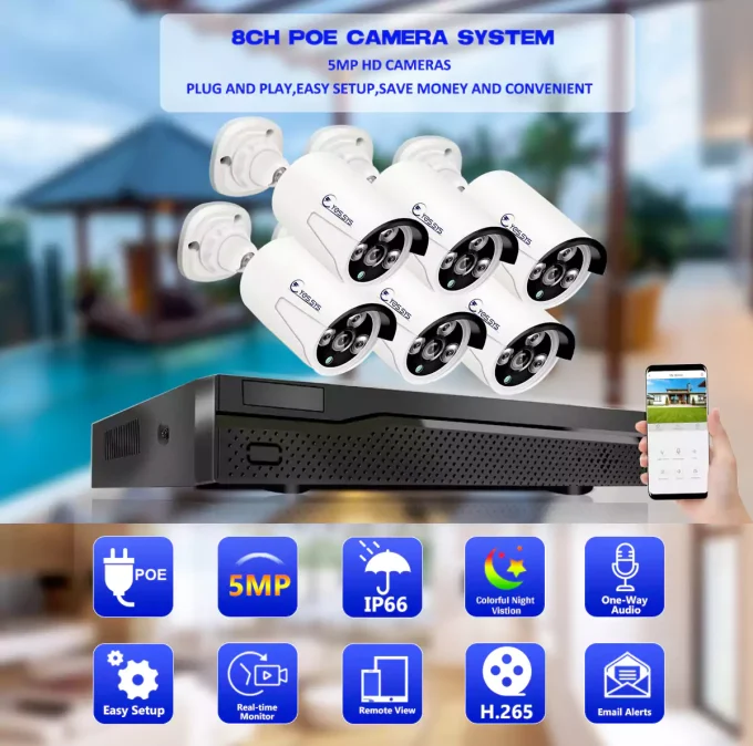 Eyes.sys PoE Security Camera System 4K 8CH NVR+4/6/8Pcs 5MP PoE Cameras(NO HDD) - Image 3