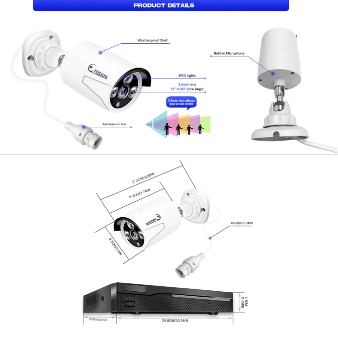 Eyes.sys PoE Security Camera System 4K 8CH NVR+4/6/8Pcs 4MP PoE Cameras(NO HDD) - Image 5